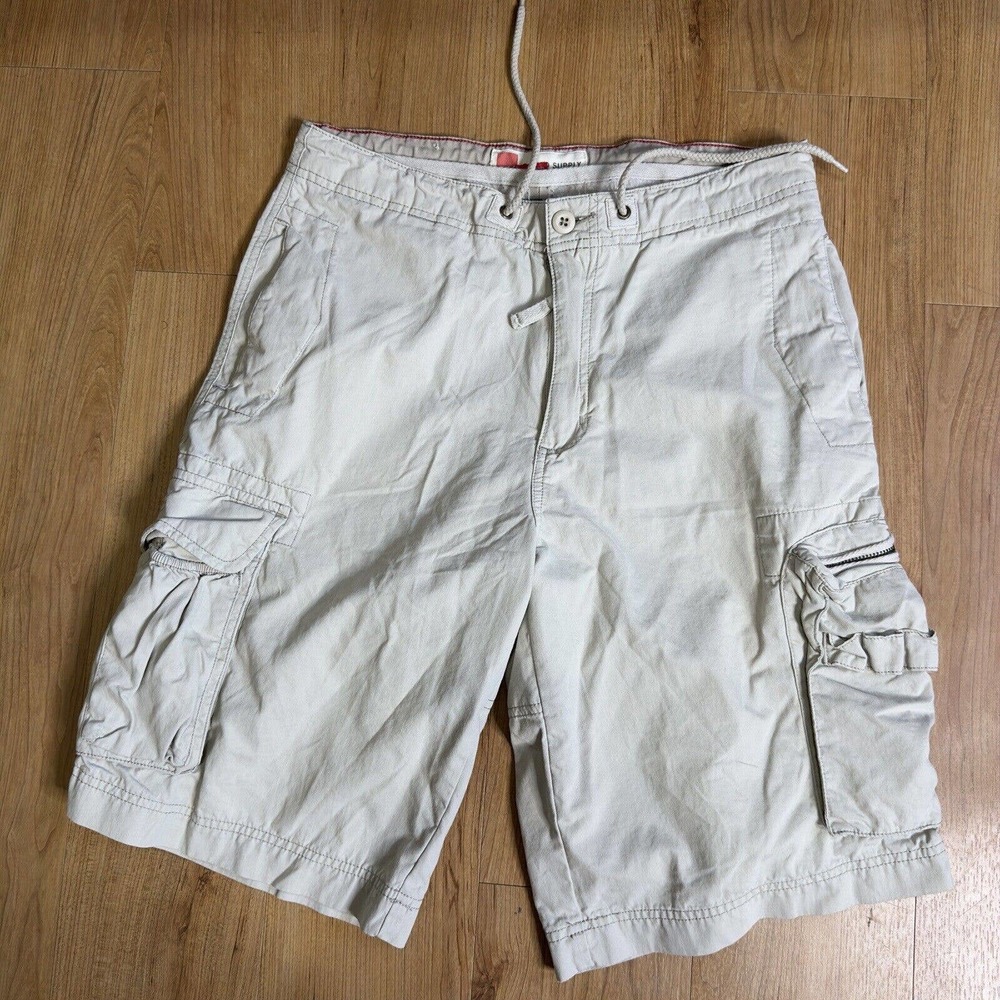 Mossimo Supply Co Shorts Mens 30 Khaki 11" Cargo Vintage Drawstring Military